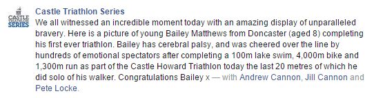 Triathlon Winner with Cerebral Palsy Bailey Matthews 