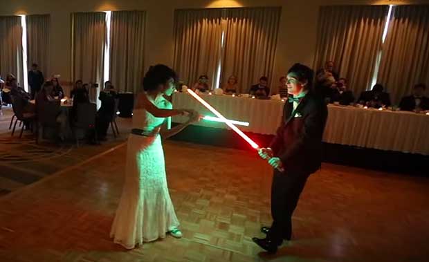 Watch These Adorable Nerds Perform ‘First Dance’ Lightsaber Battle At Their Wedding