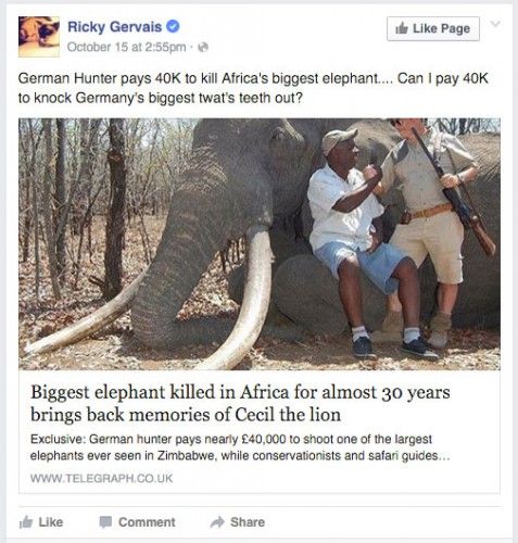 Credit: Ricky Gervais/Facebook