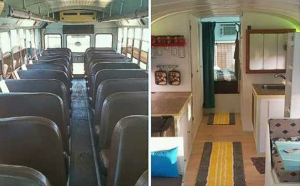 Man Converts School Bus Into Tiny Home On Wheels