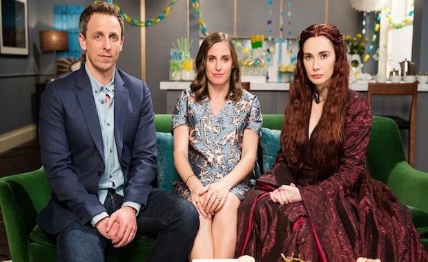 Watch What Happens When Seth Meyers Invites Melisandre From ‘Game of Thrones’ to a Baby Shower