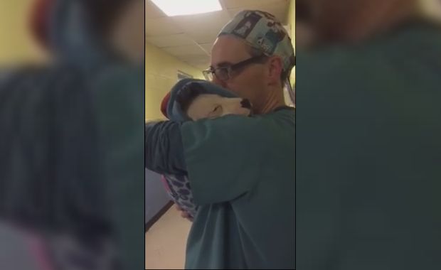 Video of Vet Comforting Crying Pup Will Melt Your Heart