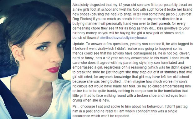 Mom Wins the Internet by Publicly Shaming Son for Bullying a Girl at School