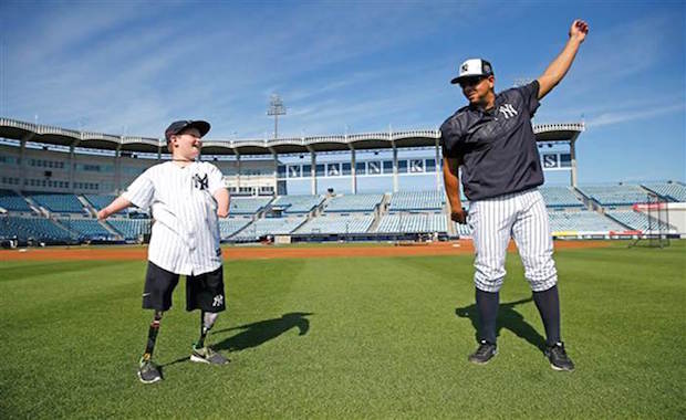 Boy Born Without Hands or Lower Legs Becomes a Yankee for a Day