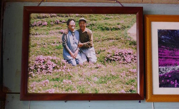 husband plants flowers for blind wife