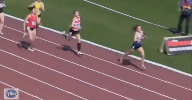 Girl Has the Most Incredible Finish During a Relay Race Ever
