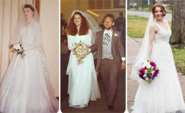 Grandpa Walks Three Generations Down the Aisle in Same Wedding Dress