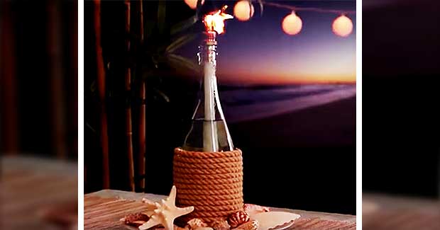 Turn Old Wine Bottles Into Tiki Torches For Some Great Summer Decorations