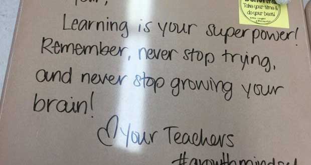 Teacher Helps Students De-Stress By Writing Encouraging Messages on Their Desks Before Exams