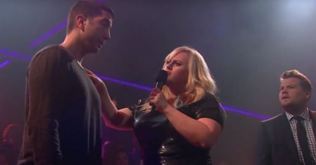 Rebel Wilson Crushes David Schwimmer and James Corden in ‘Drop the Mic’ Sketch