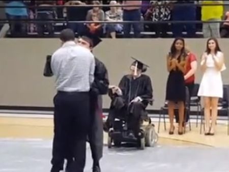 Wheelchair-Bound Student Fulfills Goal of Walking at Graduation