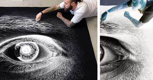 Artist Creates Detailed Image From Salt, But When He Inverts the Color, Something Incredible Happens