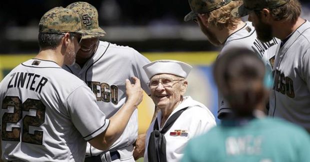 92-Year-Old War Veteran Throws Some Heat During Memorial Day First Pitch Ceremony