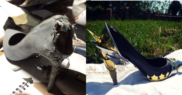 Man Turns Pair of Ruined Heels into Work of Art