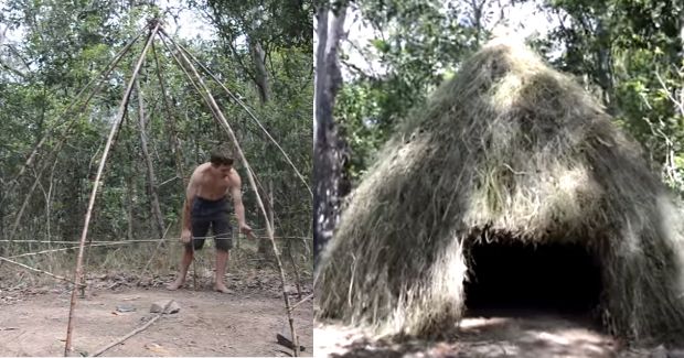 Watch This Man Build a Grass Hut Using No Modern Tools