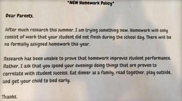 Second Grade Teacher’s ‘No Homework’ Policy Goes Viral