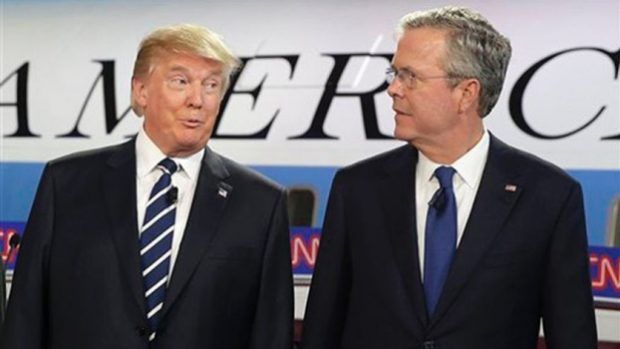 Donald Trump debating Jeb Bush; Source:CNN