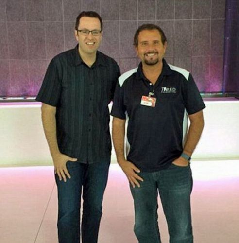 Fogle and former partner Russel Taylor, who was convicted of taking hidden camera images of underage girls and passing them on to Fogle. Source: Perez Hilton.