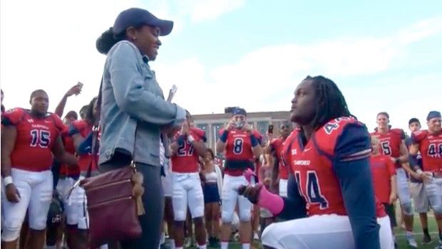 Watch This Football Team Help Their Teammate Propose