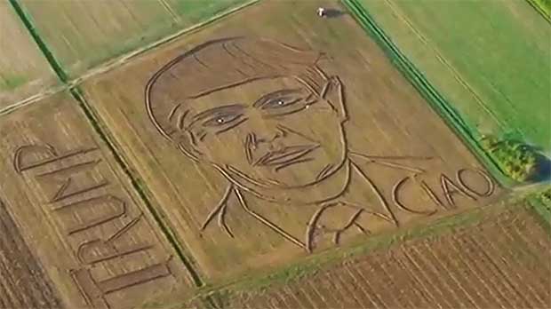 A ‘Yuge’ Trump Portrait Just Appeared in a Cornfield…in Italy