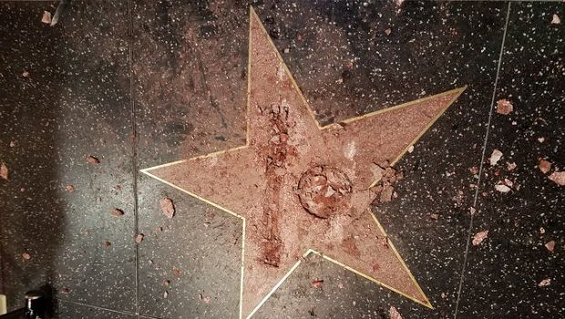 Donald Trump’s Walk of Fame Star Destroyed With Sledgehammer by Vandal