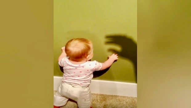 Watch as Baby Gets Hilariously Knocked to the Floor by Shadow Puppet ‘Attack’