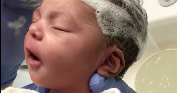 Dad’s Video of His Newborn Baby Getting Her Hair Washed Goes Viral