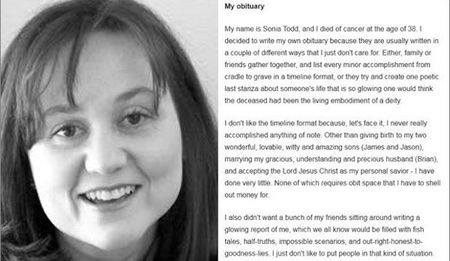 Before Cancer Took Her Life, This Woman Penned Her Own Obituary
