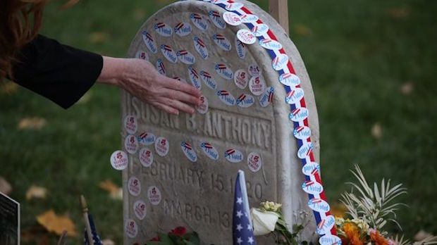 Hundreds Flood Women’s Suffrage Pioneer Susan B. Anthony’s Gravesite With ‘I Voted’ Stickers