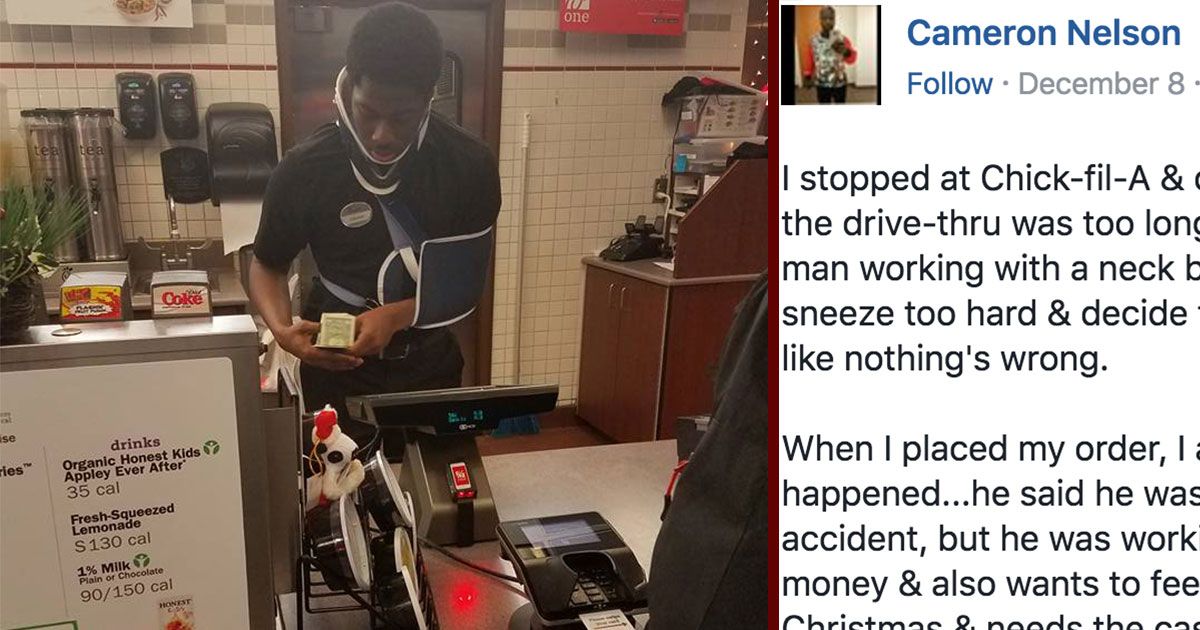 Chick-Fil-A Employee in Sling Gets Recognition He Deserves