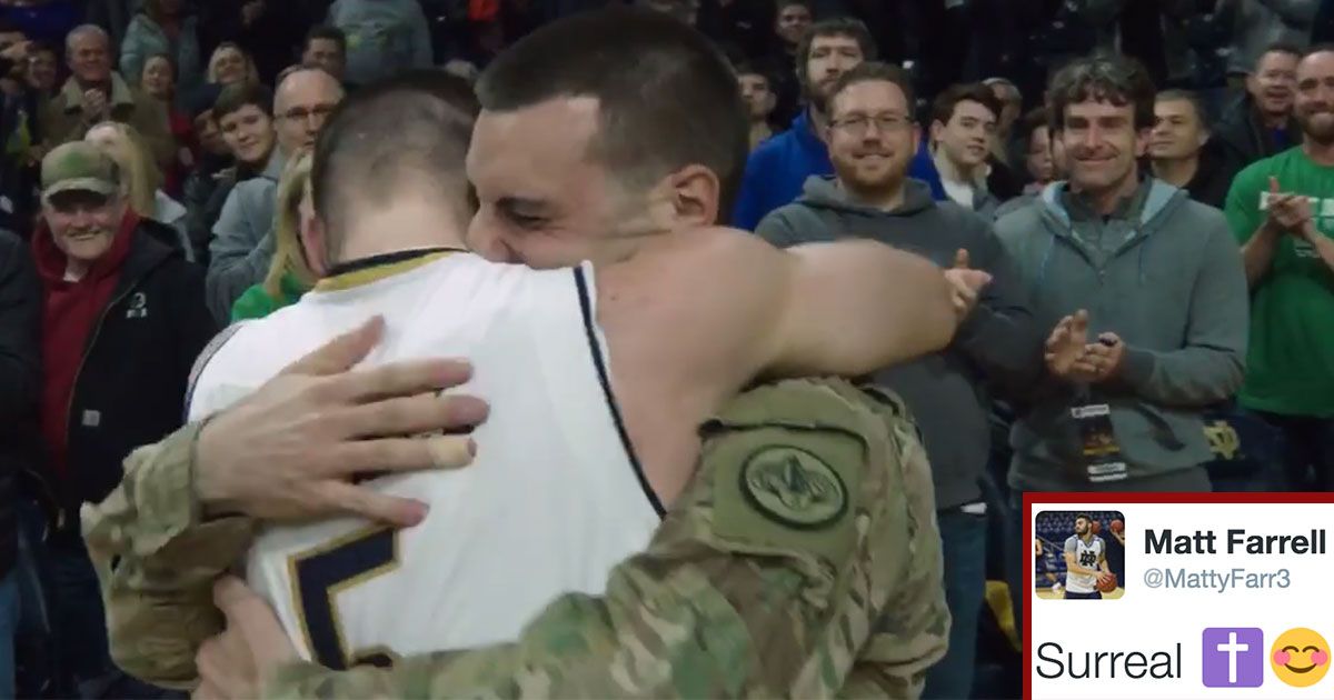 Notre Dame Basketball Player Surprised With Heartwarming Reunion With His Military Brother After Winning the Game