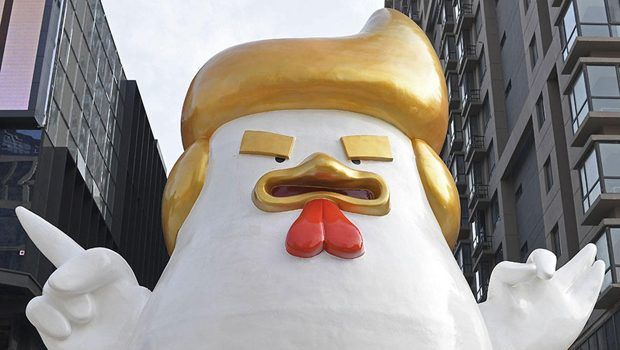 Trump Rooster Statue