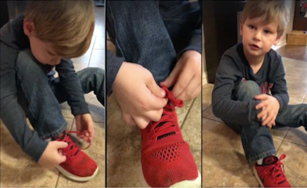 Watch This 5-Year-Old Come Up With the Ultimate Shoe-Tying Hack