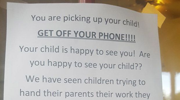 Sign From Day Care in Texas Tells Parents to ‘Get Off’ Their Phones