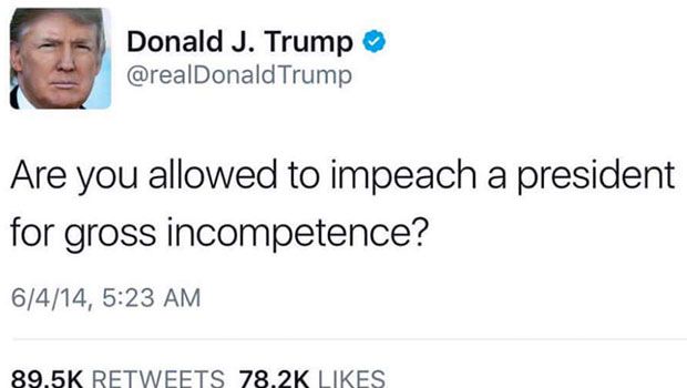 A 2014 Tweet From Donald Trump Sparks Impeachment Talk