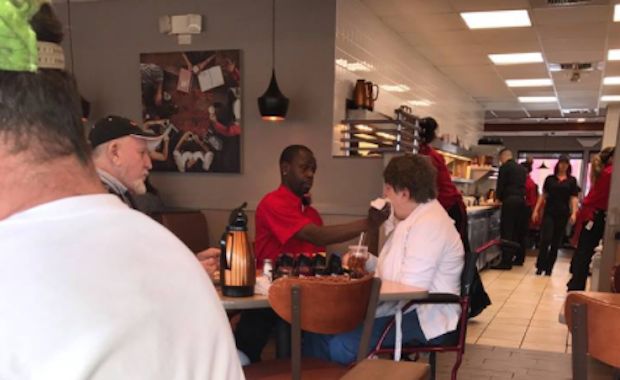 This IHOP Waiter Is Going Viral for Helping a Disabled Customer