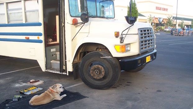 This Web Designer Gave Up His Apartment to Live, Travel, and Work in a Renovated Bus With His Dogs