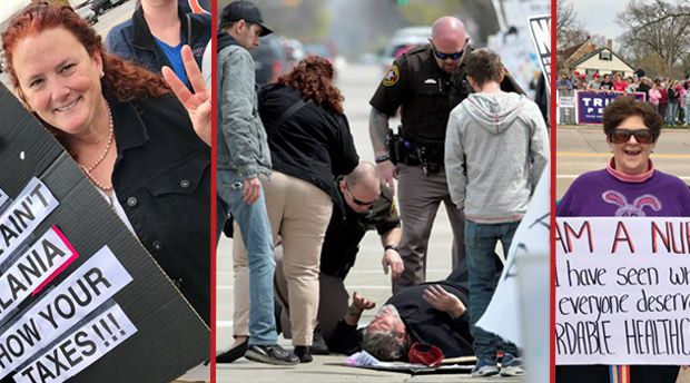 After a Trump Supporter Collapses, Protesters Rally to Help Out