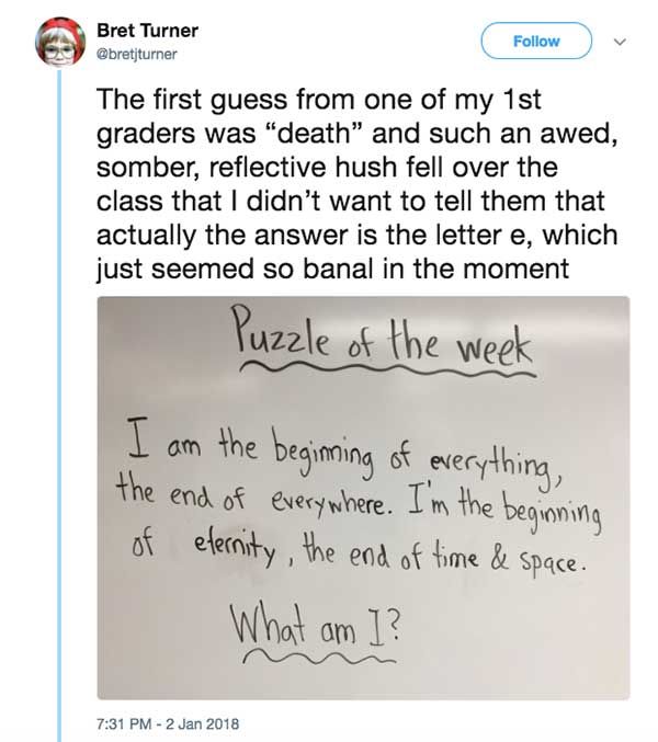 first grader's riddle answer