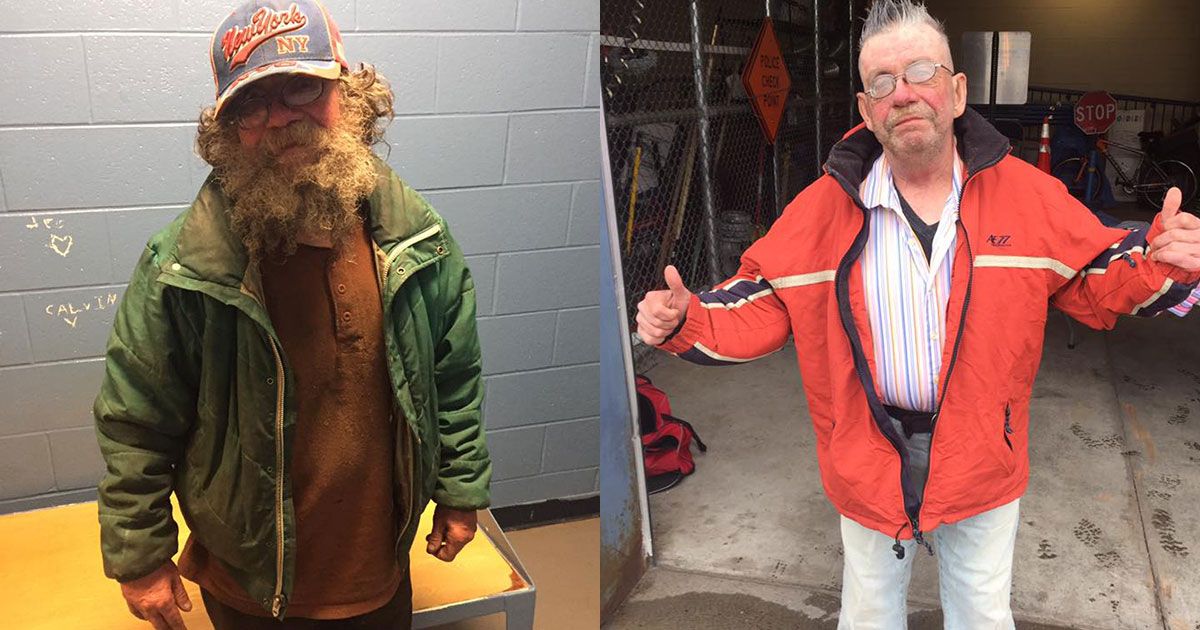Police Officers Inspire by Providing Shower, Clothes, and a Haircut to a Homeless Man